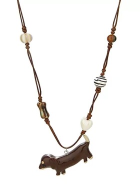 可爱卡通腊肠狗吊坠项链