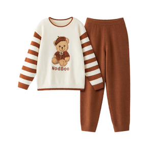 蕉内绒绒520Home男童家居服套装女童半边绒可爱动物长袖儿童睡衣