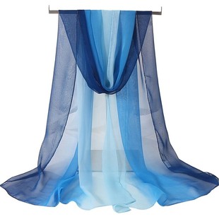 百搭渐变彩色培训形体礼仪训练服丝巾模特走秀女舞蹈纱巾围巾气质