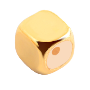 18k金方糖珠小方糖黄金玫瑰金项链手链吊坠散珠子金珠diy纯金配件