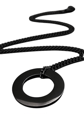 百搭钛钢圆环项链简约吊坠可刻字