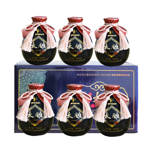 绍兴咸亨酒店食品太雕黄酒太雕十二年500mlx6瓶礼盒箱装糯米半甜
