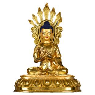 密宗龙树菩萨佛像西藏纯铜鎏金7寸22cm家用供奉1尺铜像摆件