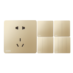 西门子插座开关家用超薄睿宸香槟金一开五孔USB电脑空调插座面板