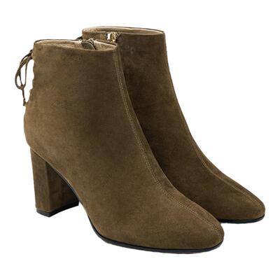 粗高跟靴子女短靴切尔西时装靴