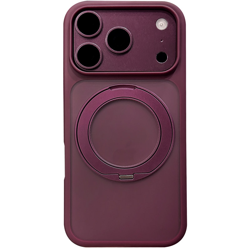 适用苹果18promax手机壳18pro勃艮第酒红色新款iphone17pro半透磨砂16pro磁吸支架15pro全包防摔男女侧边防滑