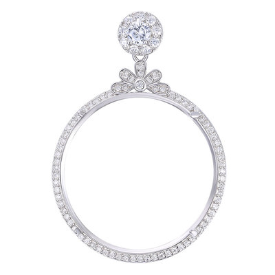 女士S925纯银圆形平安扣吊坠空托