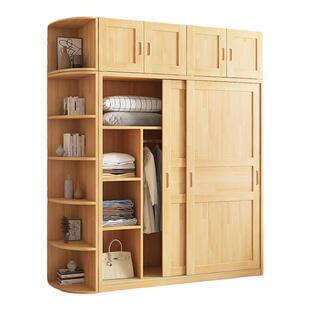 实木衣柜家用卧室松木新款2025爆款推拉门小户型原木衣橱移门柜子