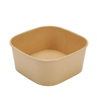 一次性牛皮纸打包盒正方形水果果切包装盒带饭野餐便当盒餐盒饭盒