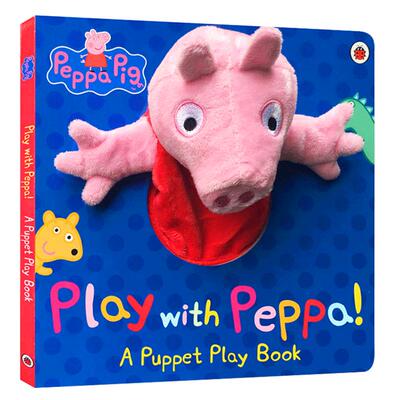 小猪佩奇大型手偶纸板书 英文原版 Peppa Pig Play with Peppa Hand Puppet Book 粉红猪小妹手偶小剧场 好习惯养成书 进口英文版