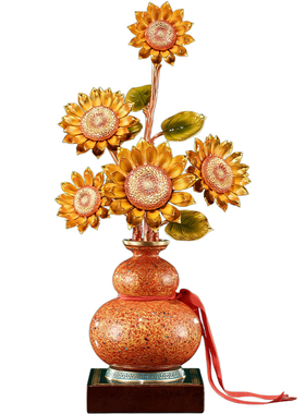 金葵聚福蒸蒸日上向日葵铜摆件