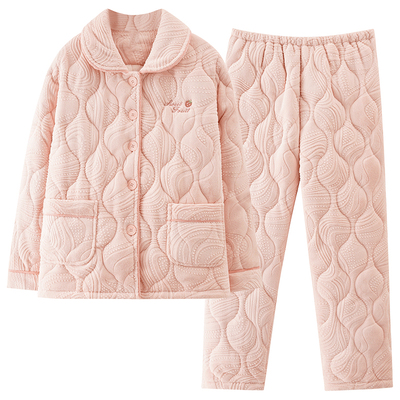 【浪莎】三层夹棉珊瑚绒睡衣女