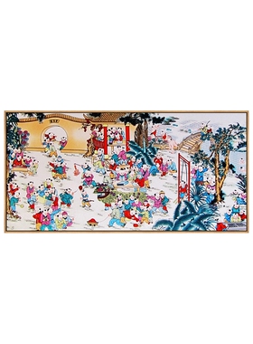 新中式百子图招财客厅装饰画