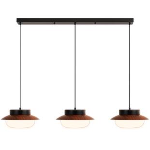 箭牌中古风餐厅吊灯复古吧台日式侘寂胡桃木色卧茶室饭桌三头灯具