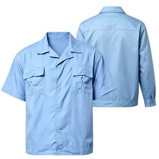 劳保服保洁电焊工工作服t恤定制印logo套装男夏季薄款耐磨短袖