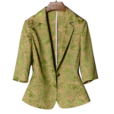 艾薇诺伊国风提花中袖小西装