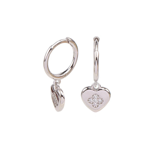 Mercurys 敲可爱的爱心耳坠镶钻四叶草耳圈金银纯银耳环 洗澡免摘