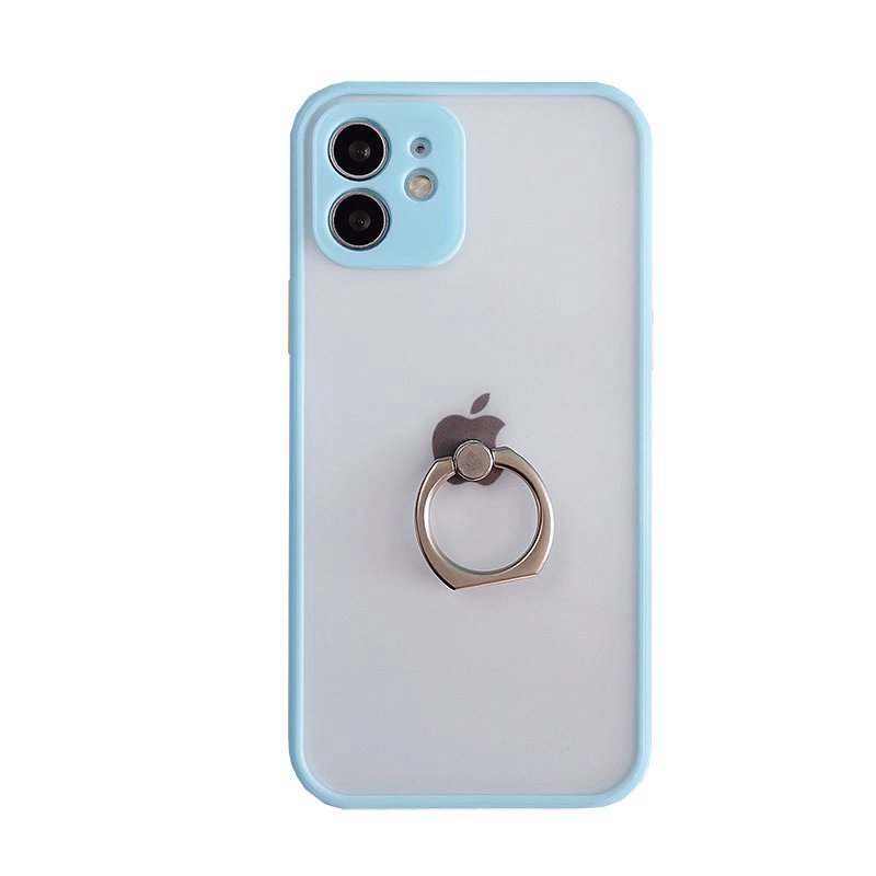 撞色边框适用iphone11/12苹果13手机壳指环扣一体支架xs简约xr磨砂8plus全包边7p防摔15promax透