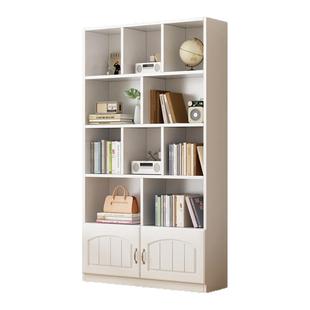 实木书架一体置物架学生多层收纳展示带门靠墙储物柜家用组合书柜