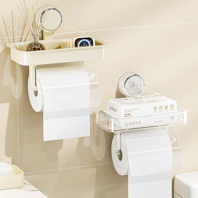 吸盘卷纸架卫生间壁挂厕所纸巾盒浴室防水厕纸盒卫生纸手纸置物架