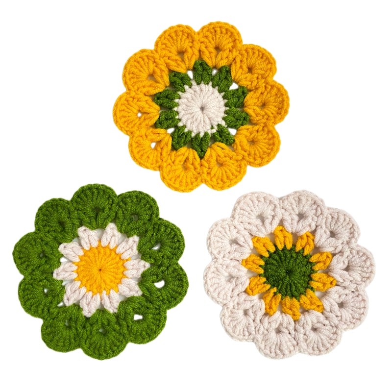 勾勾乐手工diy复古花杯垫隔热垫钩针新手入门毛线编织材料包自制