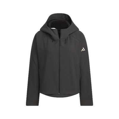 adidas阿迪达斯睿族工壳内层抓绒外套秋女梭织连帽夹克JM4318