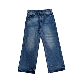 Addressunknown高级感丹宁蓝美式vieb风宽松简约拖地直筒牛仔长裤