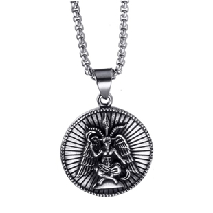 欧美风嘻哈撒旦巴弗灭堕落天使翅膀项链潮男个性钛钢复古吊坠饰品