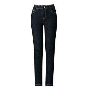 中年女士牛仔裤2025秋冬新款高腰弹力小脚显瘦妈妈牛仔裤加绒长裤