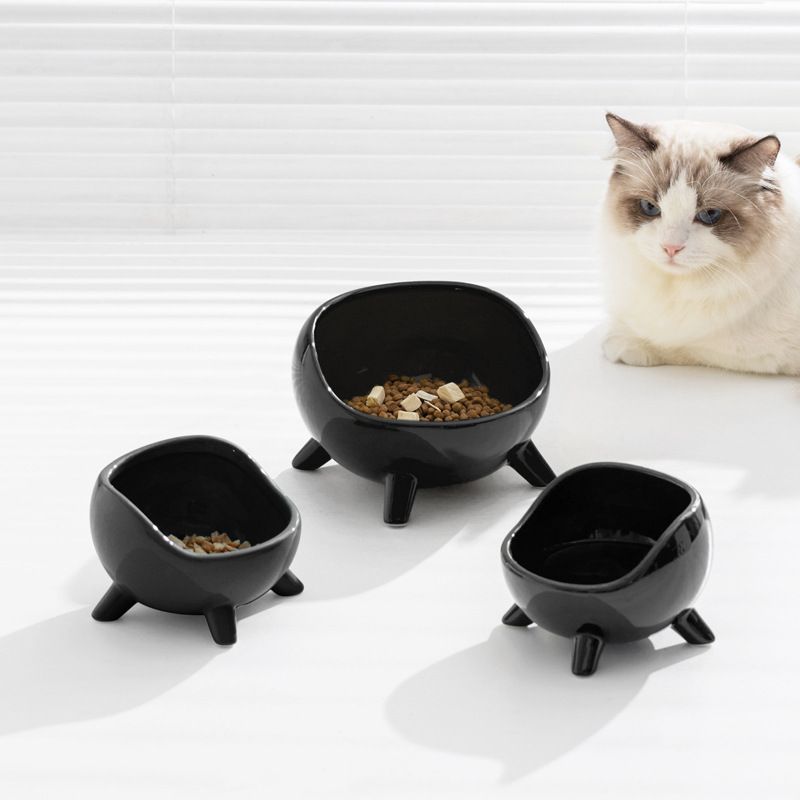 跨境陶瓷猫碗保护颈椎猫粮碗猫咪食盆饭盆狗狗水碗宠物用品防打翻