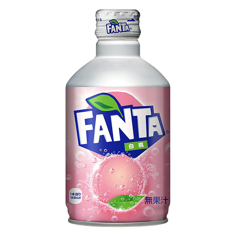 日本进口芬达白桃味桃子味汽水碳酸饮料整箱300ml*24瓶铝罐便携装