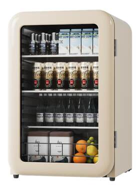 HCK哈士奇冰吧130升家用客厅冷藏柜透明茶叶小冰箱SC-130RBA-S(U)