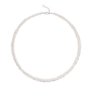 周大生DC碎银几两淡水珍珠双层项链纯银高级感气质锁骨链新年礼物