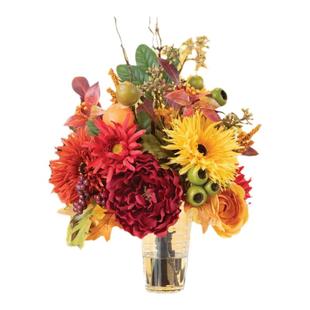 现 纽约下城公园进口深秋调色板浆果牡丹秋菊多彩仿真花桌面摆件