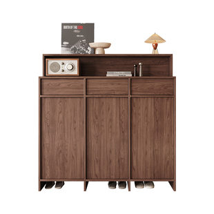 中古骨骼线鞋柜收纳柜一体靠墙定制家用门口靠墙实木高端入户玄关