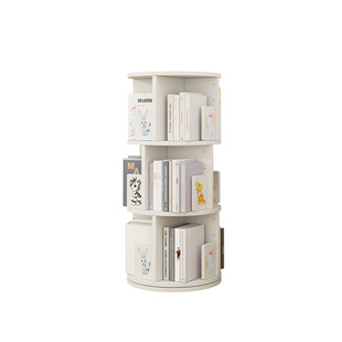 旋转书架落地多层纯实木书柜学生家用置物架卡通儿童收纳架包安装