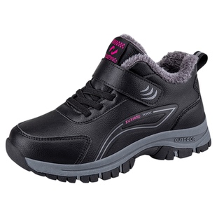 老人鞋女款2025新款冬季加绒加厚中老年妈妈健步鞋皮面防水运动鞋