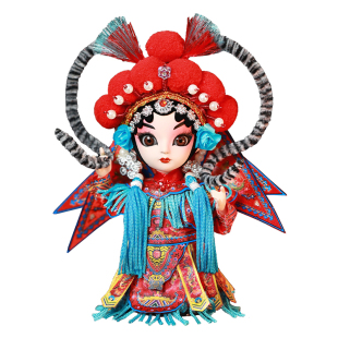 穆桂英绢人京剧人物摆件戏曲娃娃北京纪念品中国风特色礼物送老外