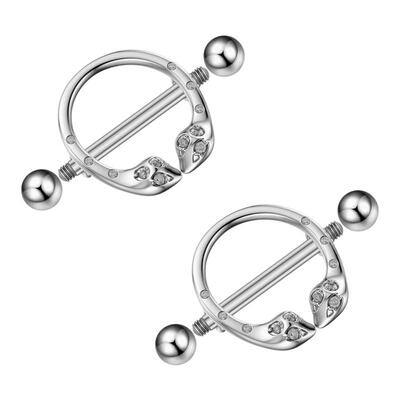 F-136钛合金乳环比翼双蛇款乳钉乳头钉14G16G情侣防过敏穿刺饰品