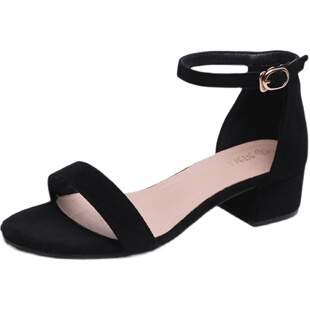 时装凉鞋2026年新款女夏中跟超火配裙子仙女风气质粗跟一字式扣带