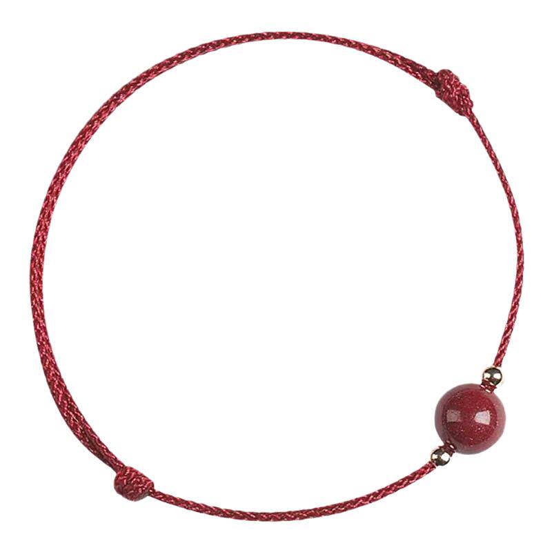 2023新款朱砂红绳手工手链男女本命年转运珠手绳编织脚链情侣开运