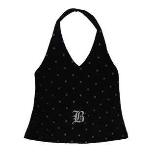 CBXLAB街舞潮牌黑色挂脖背心女夏季辣妹爵士舞kpop上衣性感吊带潮