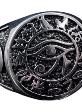 Syou荷鲁斯之眼钛钢复古戒指