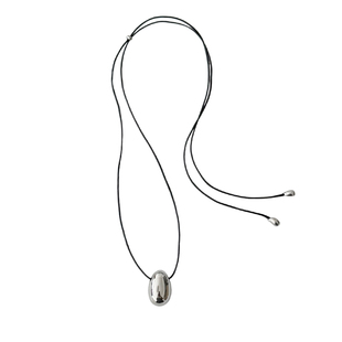 SAMPAN小众设计黑绳水滴项链女大写小Q同款蛋形毛衣链可调节轻奢