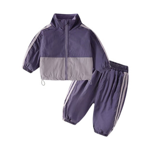 儿童加绒冲锋衣套装2025新款宝宝帅气衣服男童运动风女童外套洋气