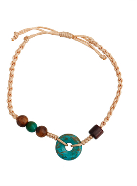 复古新中式绿松石檀木手串