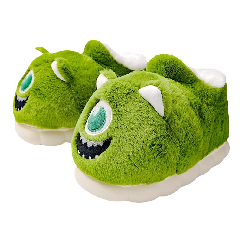 可爱棉拖鞋女士冬季包跟新款大眼仔室内居家厚底保暖毛绒棉鞋外穿