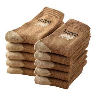 3/5双骆驼加绒袜子男女加厚冬款毛袜保暖袜长辈老人棉袜加厚驼色