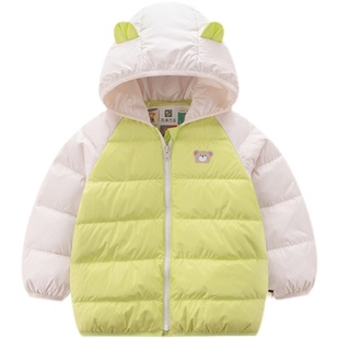 拉比儿童羽绒服冬装运动风洋气男童女童保暖连帽外套