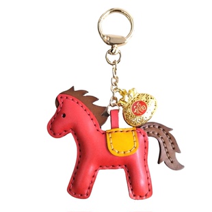 头层牛皮小马挂件植鞣真皮马上有钱包包挂饰钥匙扣包宠配饰生肖马